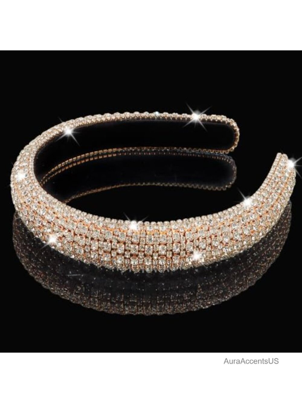 Rhinestone Crystal Padded Headband Sparkly Jeweled Hair Accessory for Women